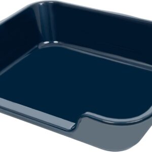 Ying Tutu 1 Pack of Extra Large Cat Litter Box (ABS Material), Low Entry Senior Litter Pen for Geriatric Kitty Big Cats, Jumbo Pet Safe Litter Boxes Tray for Indoor Pets Potty (Dark Blue, 24"L x 20"W)