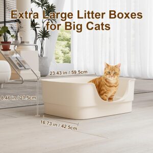 Alternative view of Cuddpaw Extra Large Cat Litter Box for Big Cats - High Sides & Low Enter Design, 23.43x16.73x8.46 Inches Spacious Anti-Spill Pet Toilet（Beige）