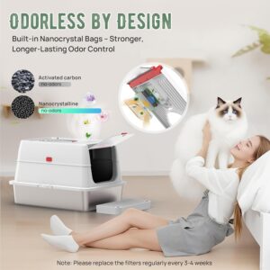 Alternative view of Stainless Steel Litter Box with Lid, SUS304 Metal Cat Litter Boxes, Enclosed Extra Large Kitty LitterBox High Wall, Jumbo Cat Toilet Odor Control, Spacious, DurableNon-Sticky (XL Gery)